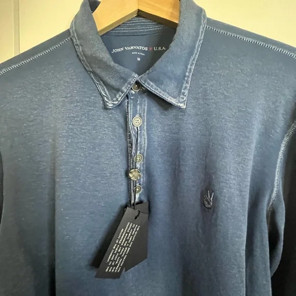 John Varvatos Star USA Polo Shirt Long Sleeve Blue “M” NWT - Picture 1 of 5